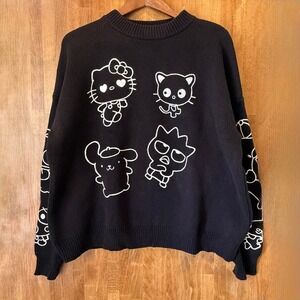 Hello Kitty and Friends Sweater Women's M Black Knit Cute Kawaii